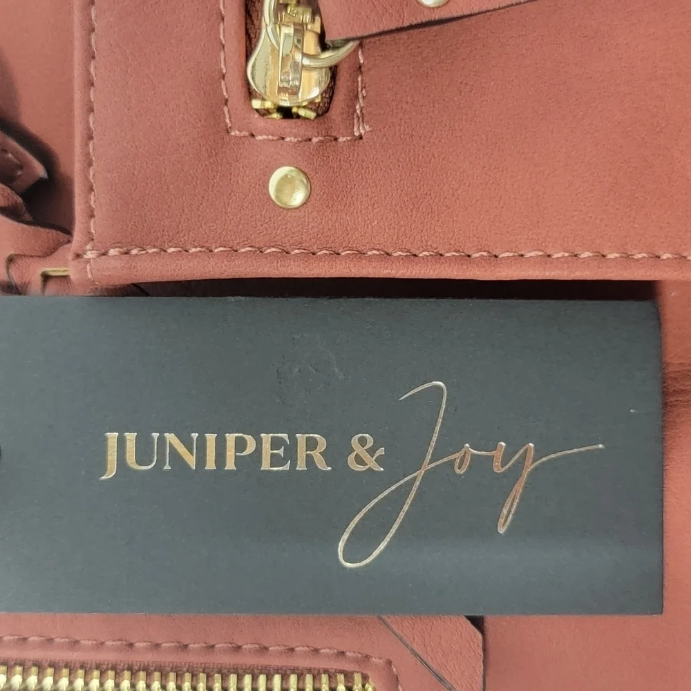 Juniper & Joy Logan Satchel Faux Leather Miltiple Pockets